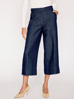 Odele blue cropped wide-leg pant front view