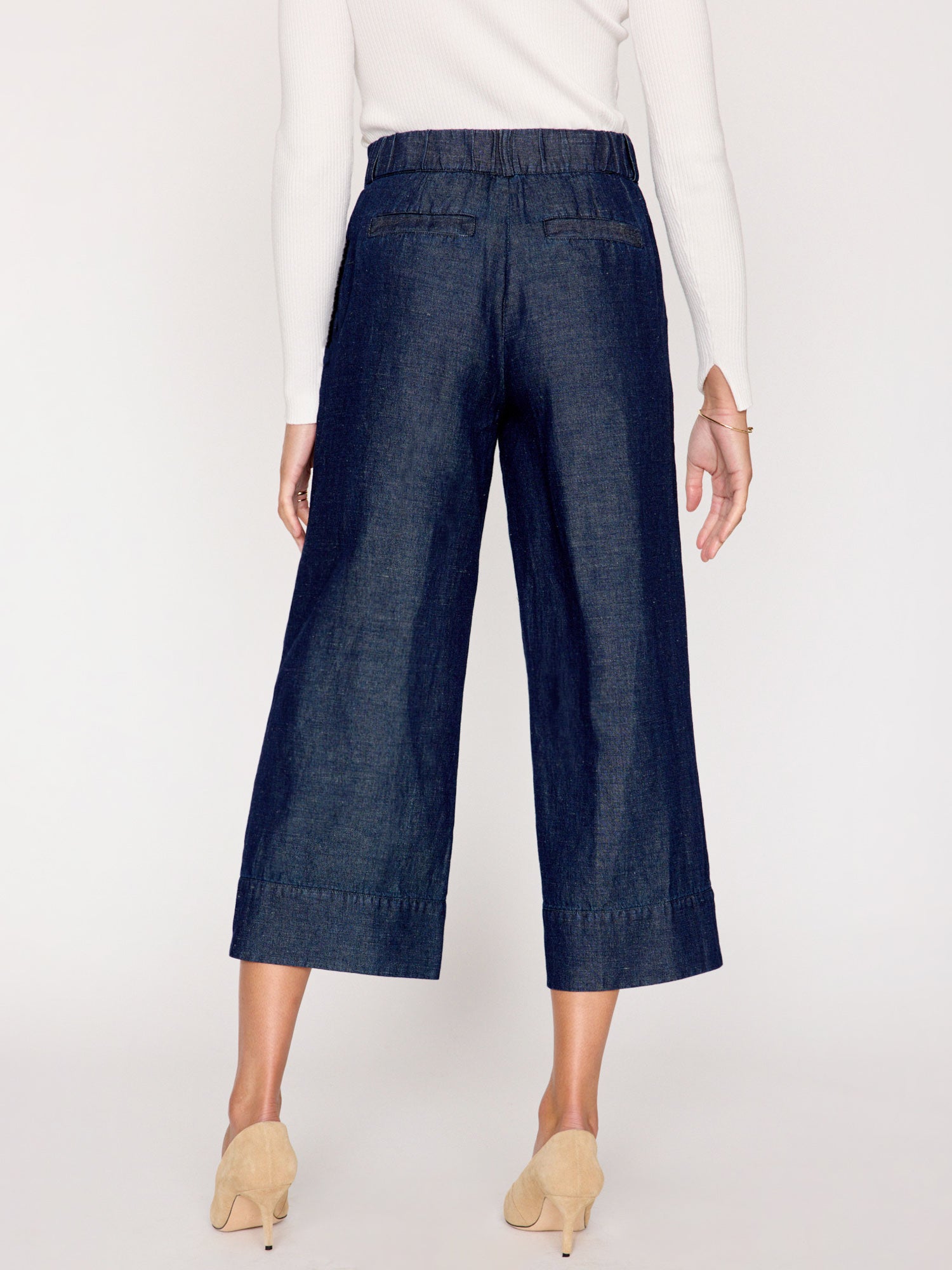 Odele blue cropped wide-leg pant back view