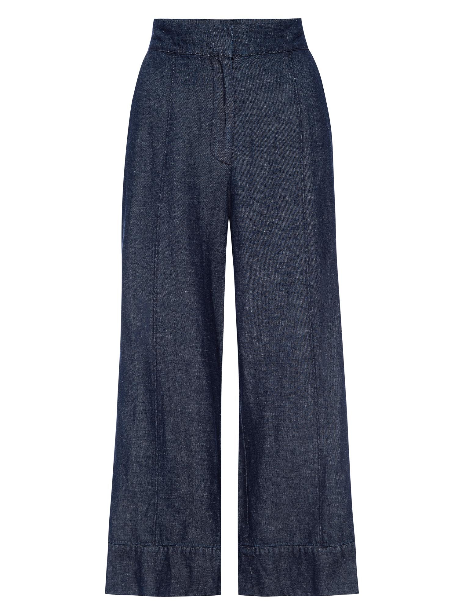 Odele blue cropped wide-leg pant flat view