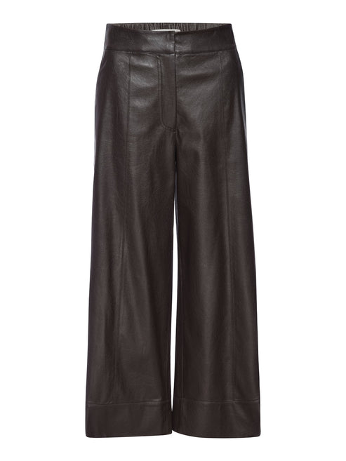 Vegan Leather Cropped Pants, Brown, Wide Leg, Women's – Brochu Walker
