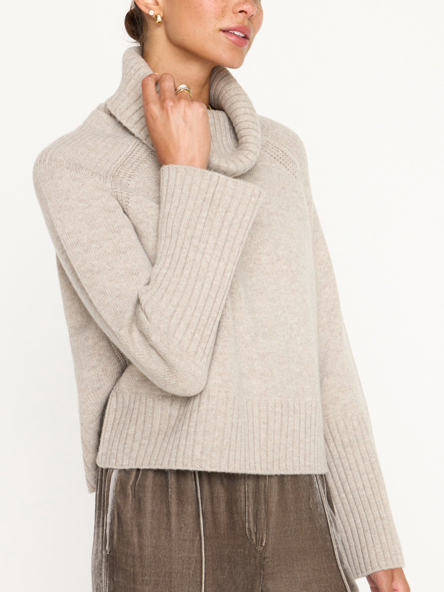 Brochu Walker | Women's Orion Turtleneck Sweater in Light Chia Mélange