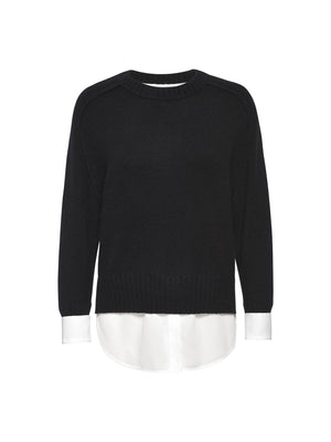 Parson cashmere-wool layered crewneck black sweater flat view