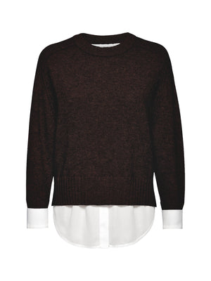 Parson cashmere-wool layered crewneck brown sweater flat view