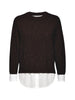 Parson cashmere-wool layered crewneck brown sweater flat view