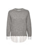 Parson cashmere-wool layered crewneck grey sweater flat view