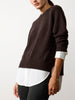 Parson cashmere-wool layered crewneck brown sweater side view