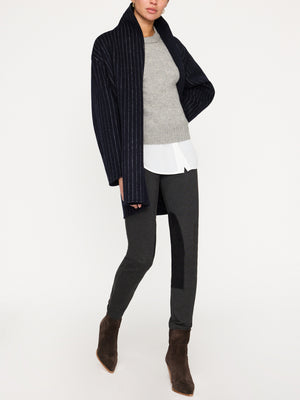 Parson cashmere-wool layered crewneck grey sweater full view