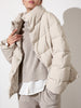 Vail nylon down beige puffer jacket side view 2