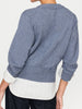 Raya blue ruched layered crewneck sweater back view