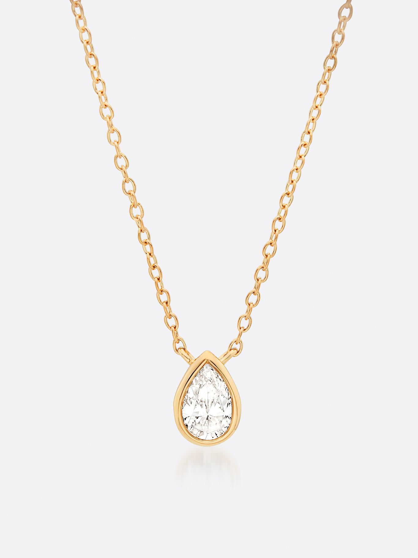 Women's Romance Pear Diamond Droplet Necklace in Yellow Gold with Diamonds