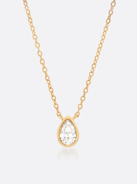 18k Yellow gold Romance Pear Droplet Diamond Necklace front view