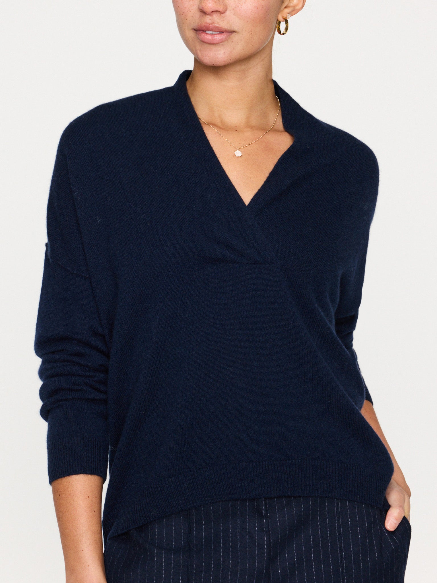 The Siena Wrap Neck Pullover Brochu Walker