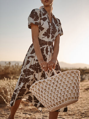 Dune crochet tan basket bag full view