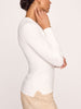 Tamsin Skinny Rib long sleeve white top side view