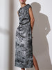 Trey silver midi dress front view