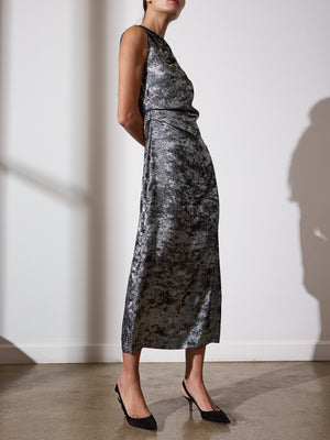 Trey silver midi dress side view