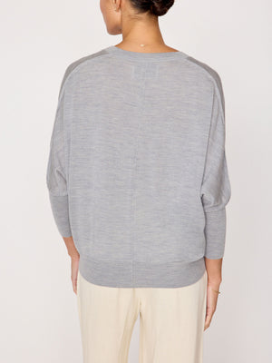 Ursa V-neck knitted grey top back view