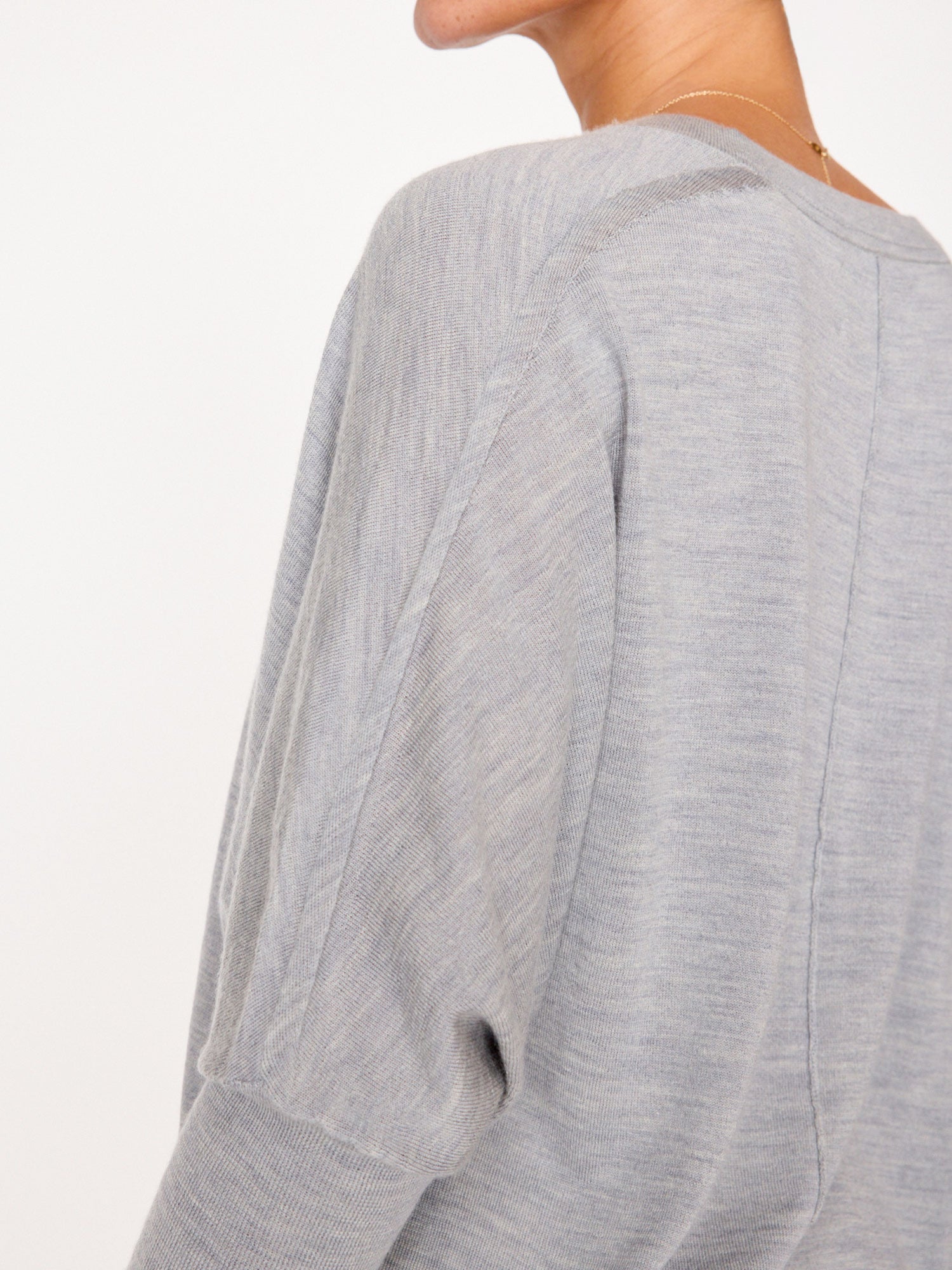 Ursa V-neck knitted grey top closeup view