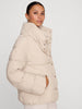 Vail nylon down beige puffer jacket side view