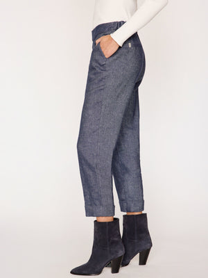 Westport indigo cropped pant side view