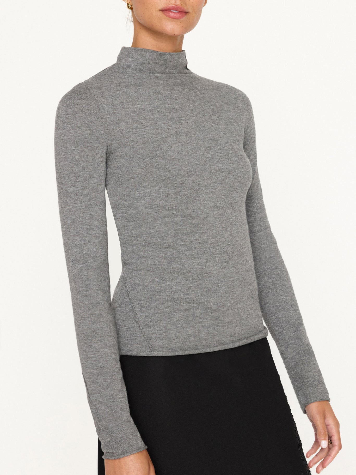 Women's Anika Mock Neck Top in Steel Mélange