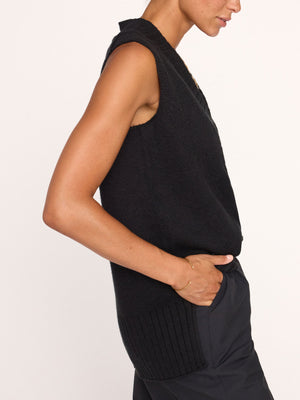 Celia black cotton sweater vest tank side view