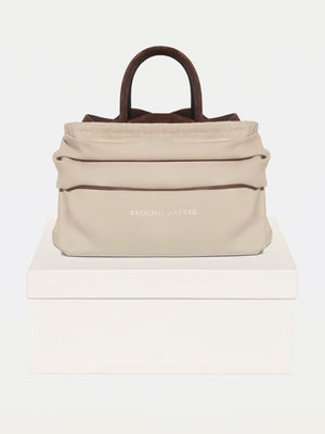 Everyday brown suede tote bag inside dust bag