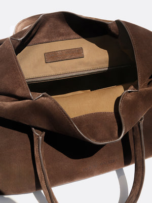 Everyday brown suede tote bag inside view