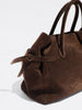 Everyday brown suede tote bag side view