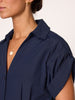 Fia navy maxi shirtdress close up