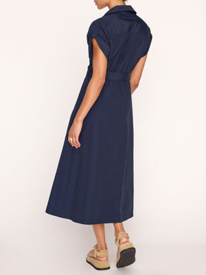 Fia navy maxi shirtdress back view