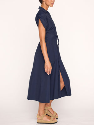 Fia navy maxi shirtdress side view