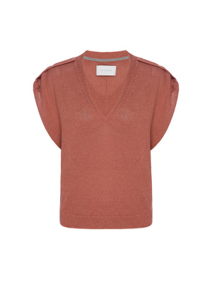 Frances orange V-neck sweater top flat view