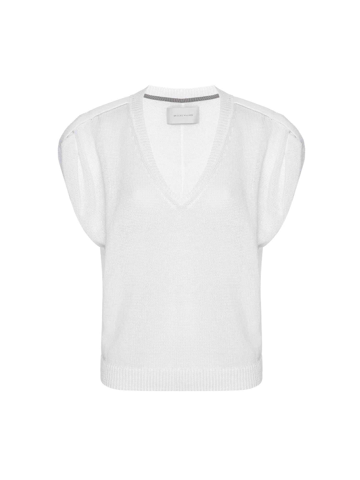 Frances white V-neck sweater top flat view