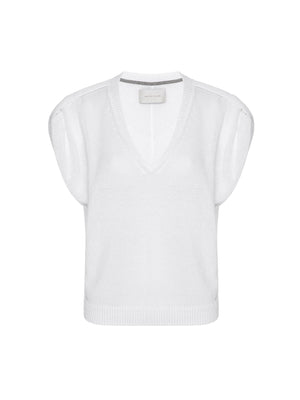 Frances white V-neck sweater top flat view