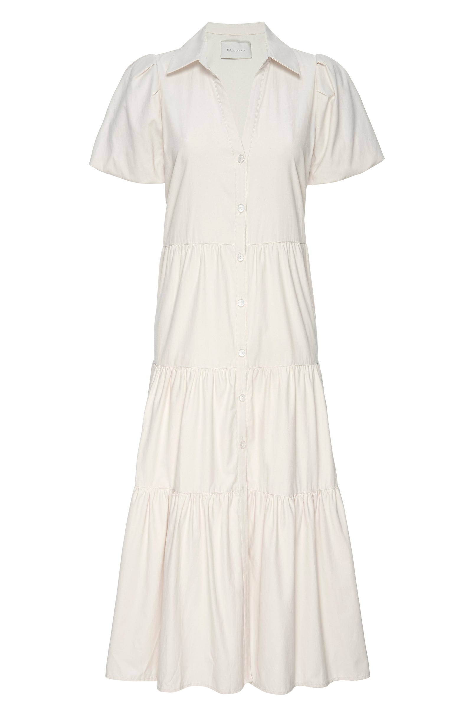 Havana tiered midi beige dress flat view