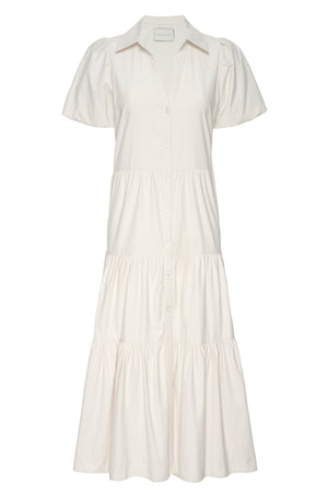 Havana tiered midi beige dress flat view