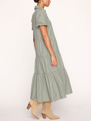 Havana tiered midi green dress side view 2