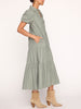 Havana tiered midi green dress side view