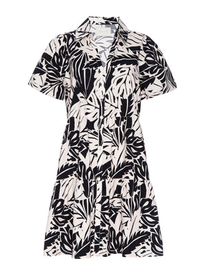 Havana tiered mini dress black and white flat view