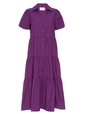 Havana tiered midi purple dress flat view