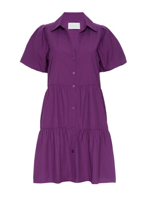 Havana tiered mini purple dress flat view