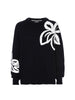 Hibiscus black embroidered crewneck sweater flat view