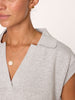 Jaia layered polo short sleeve grey sweater close up