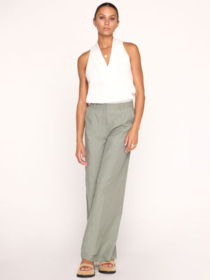 Joya mid-rise straight leg green pant full view 2