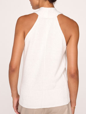 June sleeveless halter neckline white top back view