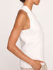 June sleeveless halter neckline white top side view