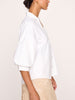 Kate V-neck button up white shirt side view 2