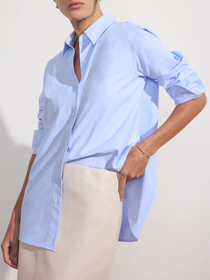 Lark button up light blue shirt front view 2