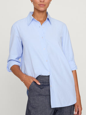 Lark button up light blue shirt front view 5